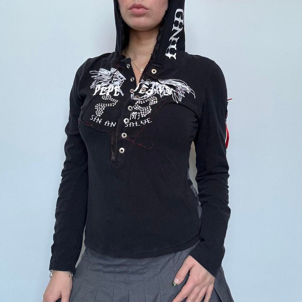 Pepe Jeans Black Hooded Long Sleeve